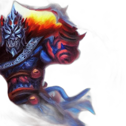 fantasy art, concept art, comic book art, watercolor, fire, dark, beast, ganon transparent PNG cut-out
