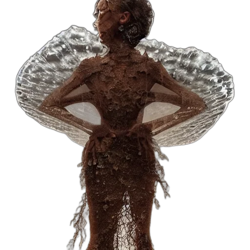 dress, hair, creature, crown, concept art, 3d render, full, shot transparent PNG cut-out