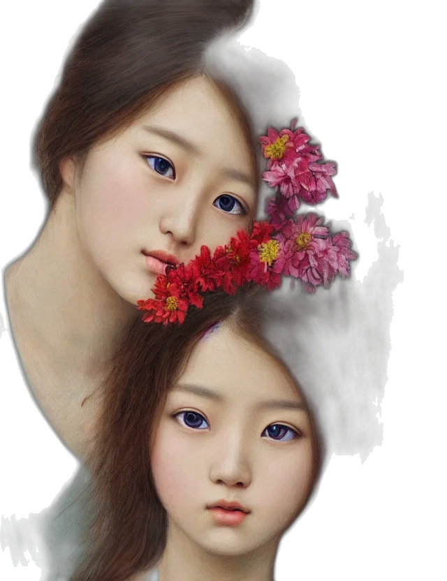 face, photorealistic, oil painting, fantasy art, 3d render, snow, blue, red transparent PNG cut-out