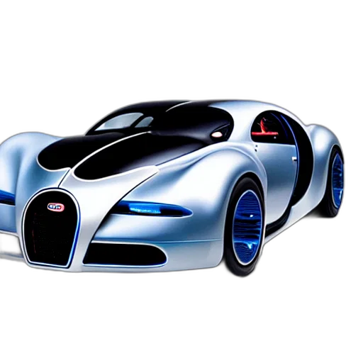 car, 3d render, photorealistic, concept art, cartoon, futuristic, bugatti, type transparent PNG cut-out