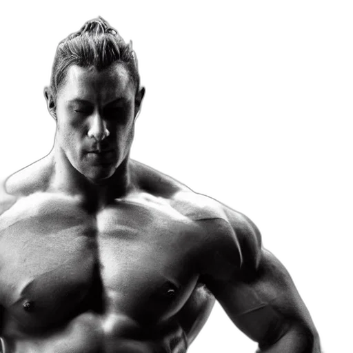 photorealistic, grayscale, photo, bodybuilder, very, defined, chin transparent PNG cut-out