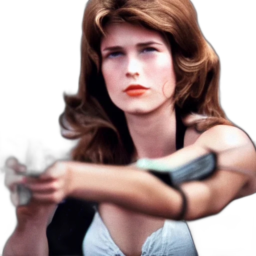 weapon, photorealistic, 3d render, comic book art, concept art, photoshoot, young, female transparent PNG cut-out