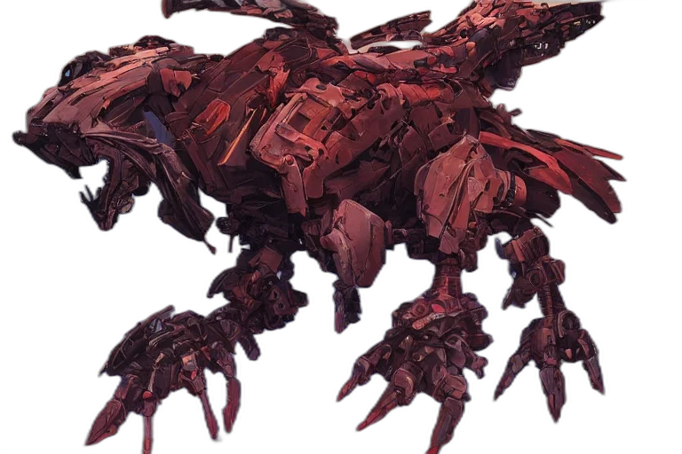 creature, robot, dragon, weapon, concept art, 3d render, fantasy art, red transparent PNG cut-out