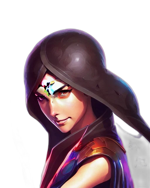face, staff, hat, weapon, fantasy art, concept art, anime, cyberpunk transparent PNG cut-out