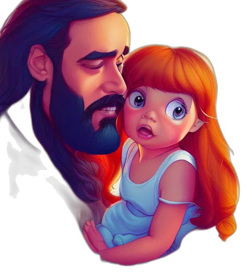 face, cartoon, oil painting, fantasy art transparent PNG cut-out