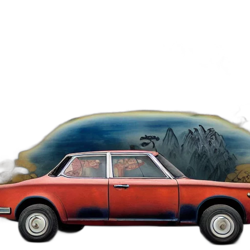 car, tree, photorealistic, concept art transparent PNG cut-out