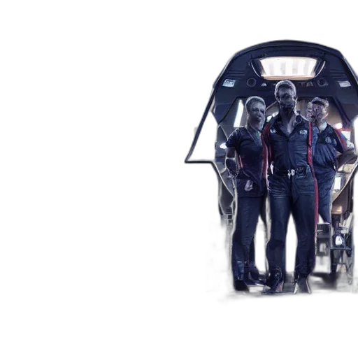car, robot, staff, jacket, concept art, 3d render, outer space, expanse transparent PNG cut-out