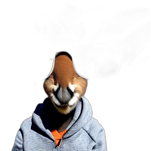 jacket, mask, animal, hat, photorealistic, 3d render, concept art, cartoon transparent PNG cut-out
