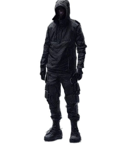 jacket, mask, staff, concept art transparent PNG cut-out