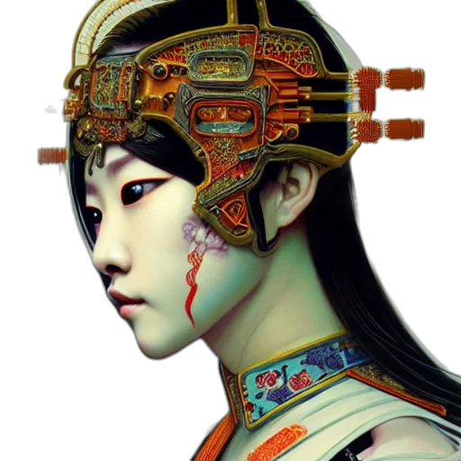 robot, face, mask, crown, photorealistic, fantasy art, concept art, cyberpunk transparent PNG cut-out