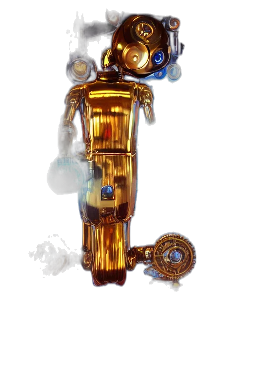 bottle, staff, robot, weapon, concept art, 3d render, fantasy art, watercolor transparent PNG cut-out