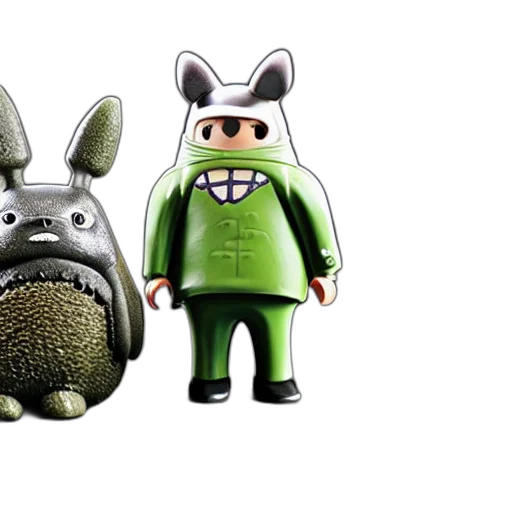 3d render, concept art, cartoon, green, epic, professional, totoro, playmobil transparent PNG cut-out
