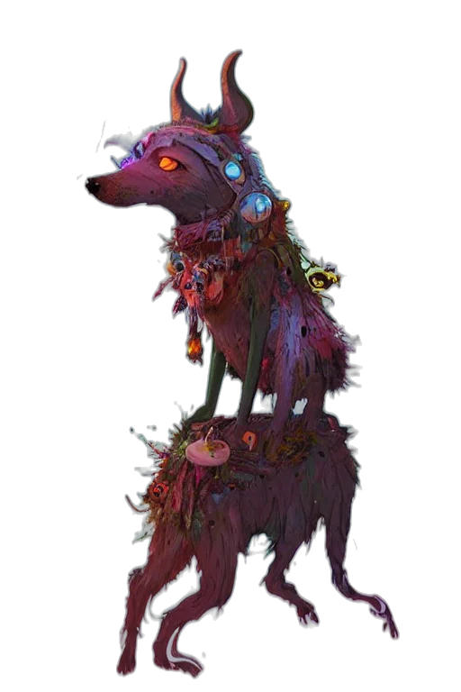 creature, animal, staff, dress, concept art, fantasy art, watercolor, pixel art transparent PNG cut-out