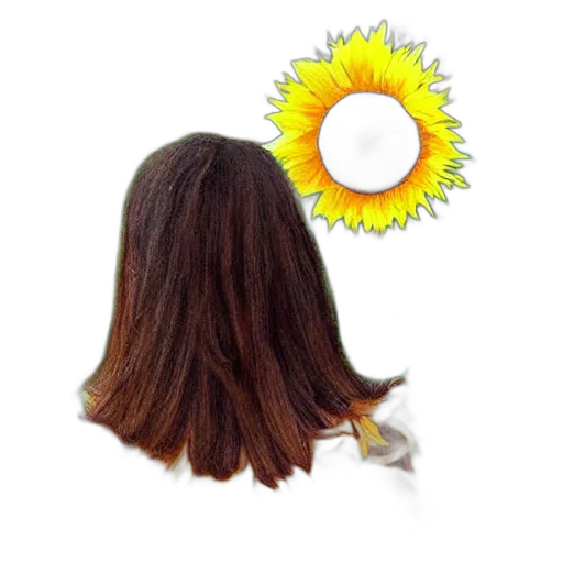 hair, flower, staff, crown, photorealistic, 3d render, oil painting, vaporwave transparent PNG cut-out