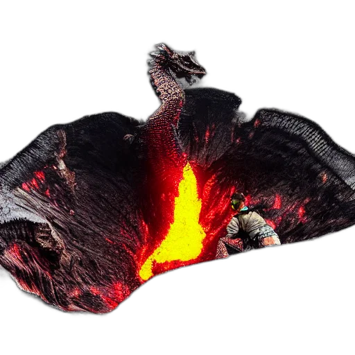 dragon, shoes, mask, hat, 3d render, photorealistic, concept art, fire transparent PNG cut-out