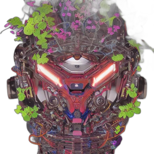 robot, mask, face, crown, concept art, cyberpunk, 3d render, fantasy art transparent PNG cut-out
