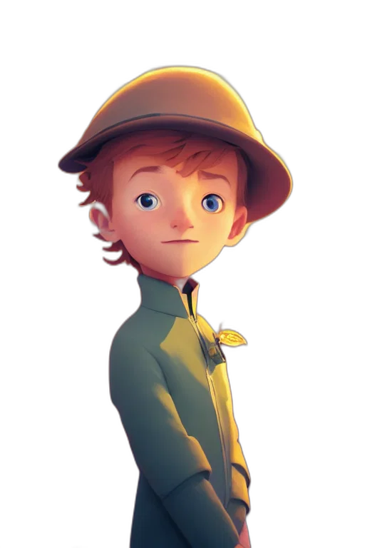 hat, staff, face, concept art, cartoon, 3d render, watercolor, golden transparent PNG cut-out