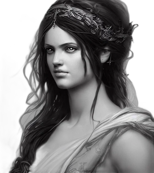 crown, dress, jewelry, face, fantasy art, photorealistic, pencil sketch, concept art transparent PNG cut-out