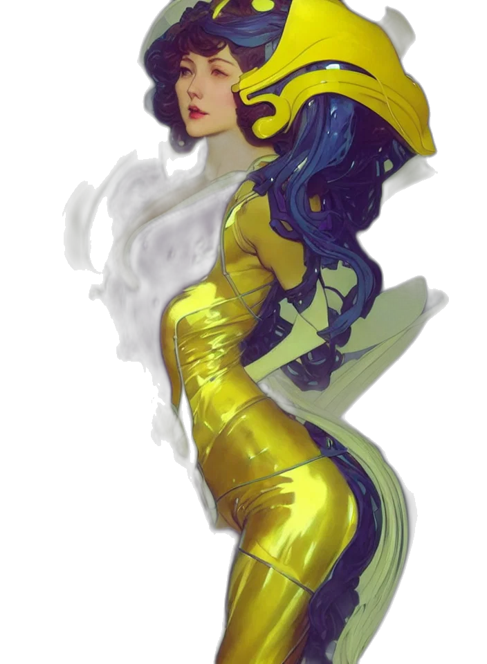 dress, hat, concept art, fantasy art, comic book art, cyberpunk, underwater, outer space transparent PNG cut-out