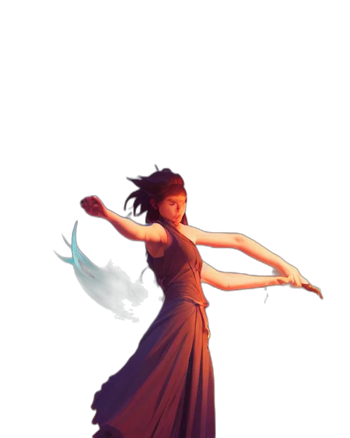 dress, staff, dragon, sword, concept art, fantasy art, pixel art, comic book art transparent PNG cut-out