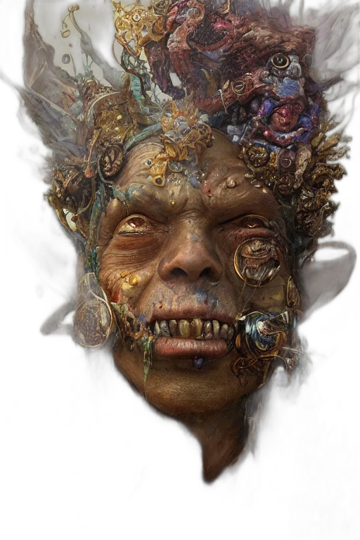 face, mask, creature, staff, concept art, fantasy art, photorealistic, 3d render transparent PNG cut-out