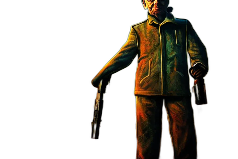 jacket, weapon, concept art, comic book art transparent PNG cut-out
