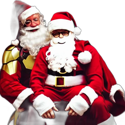 iron, man, sitting, santa transparent PNG cut-out