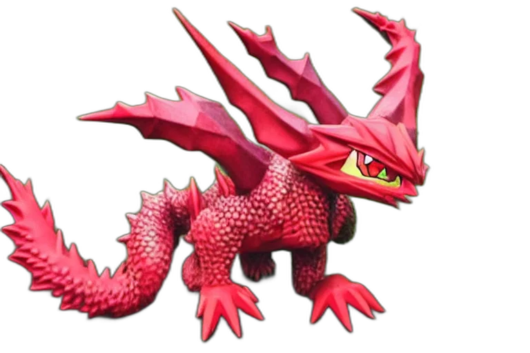 dragon, animal, creature, staff, 3d render, concept art, pixel art, fantasy art transparent PNG cut-out