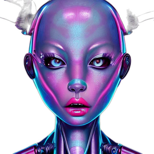 robot, face, mask, creature, cyberpunk, concept art, fantasy art, vaporwave transparent PNG cut-out