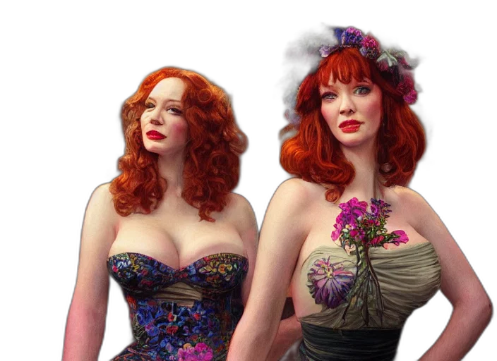 dress, photorealistic, 3d render, christina, hendricks, 1960s, flower, power transparent PNG cut-out