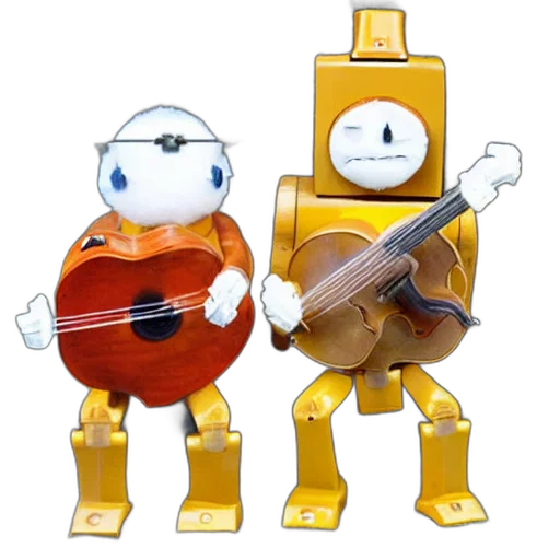 robot, 3d render, concept art, pixel art, conjoined, bluegrass, bots, bowing transparent PNG cut-out