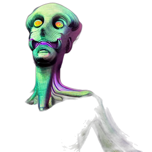 creature, mask, face, staff, concept art, fantasy art, 3d render, watercolor transparent PNG cut-out