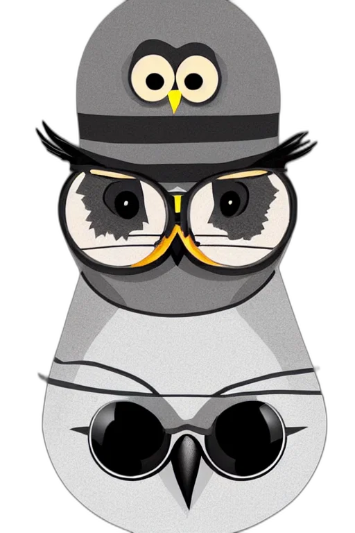 robot, staff, cartoon, concept art, 3d render, comic book art, anthropomorphic, owl transparent PNG cut-out
