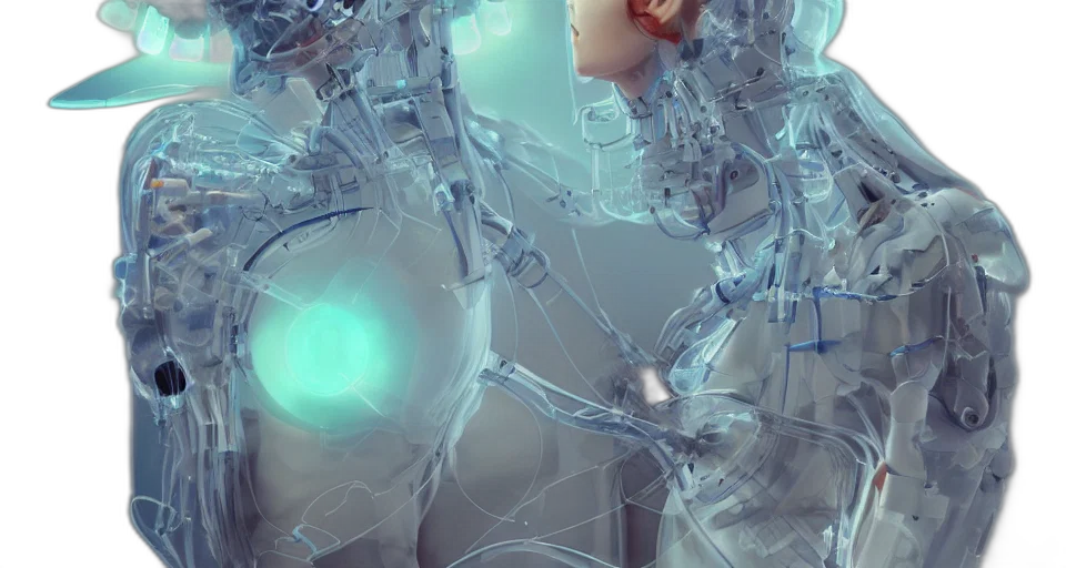 robot, cyberpunk, 3d render, concept art transparent PNG cut-out