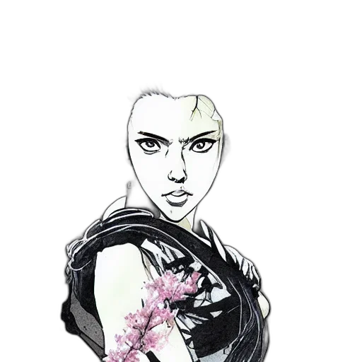 dress, flower, face, mask, comic book art, concept art, fantasy art, cartoon transparent PNG cut-out