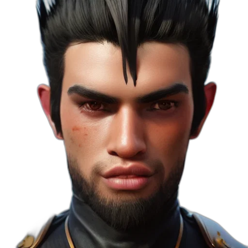 face, staff, hair, crown, photorealistic, concept art, fantasy art, 3d render transparent PNG cut-out