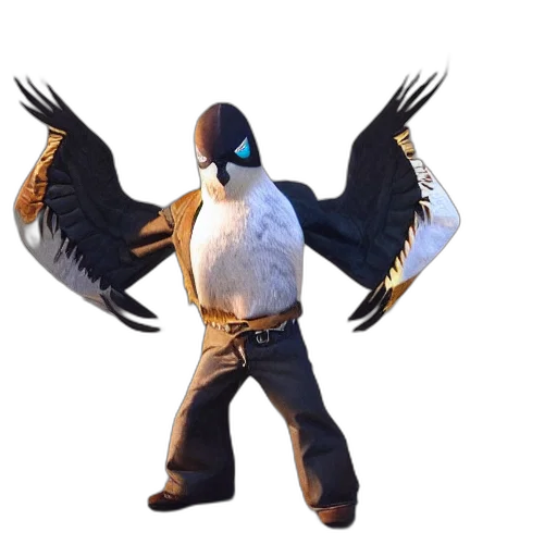 animal, creature, jacket, weapon, concept art, 3d render, fantasy art, pixel art transparent PNG cut-out