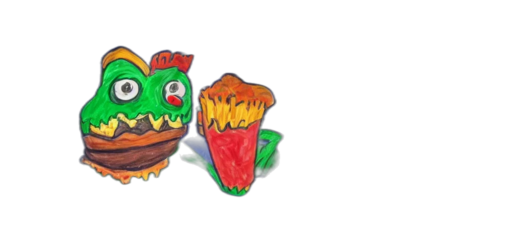 dragon, food, mask, creature, concept art, watercolor, 3d render, photorealistic transparent PNG cut-out
