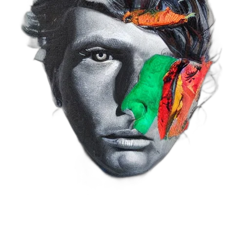 face, mask, crown, hair, photorealistic, watercolor, fantasy art, comic book art transparent PNG cut-out