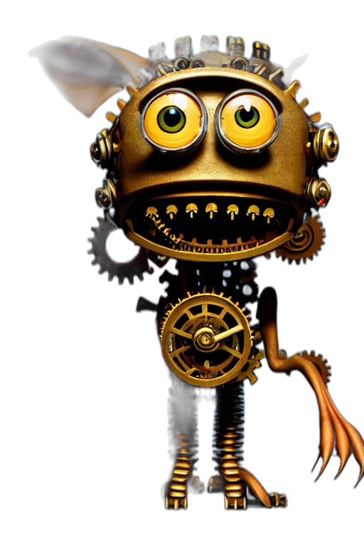 robot, staff, mask, animal, 3d render, concept art, cartoon, tiny transparent PNG cut-out