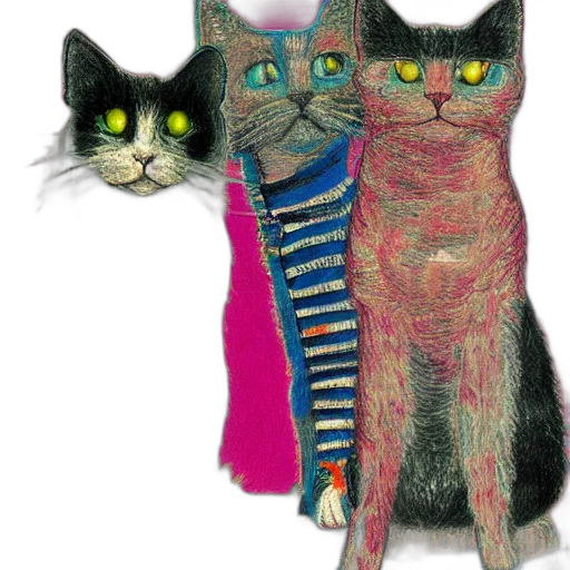 photorealistic, vaporwave, concept art, cats transparent PNG cut-out