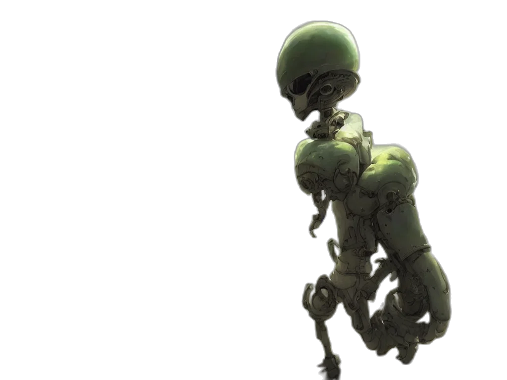 robot, weapon, concept art, 3d render transparent PNG cut-out