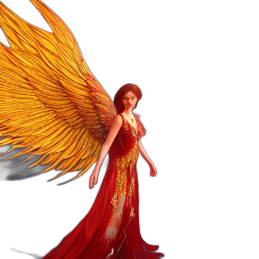 fantasy art, concept art, 3d render, photorealistic, beautiful, orchid, phoenix, angel transparent PNG cut-out