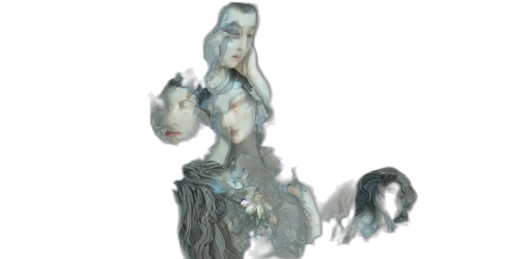 mask, creature, face, dress, concept art, fantasy art, 3d render, photorealistic transparent PNG cut-out