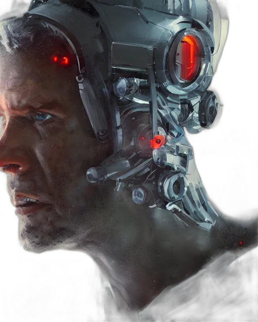 robot, face, cyberpunk, concept art, 3d render, comic book art, laboratory, engineer transparent PNG cut-out