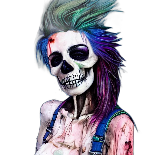 face, mask, watercolor, fantasy art, concept art, cyberpunk, colorful, neon transparent PNG cut-out