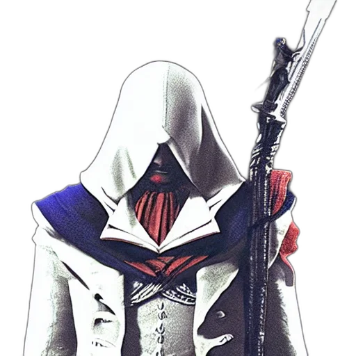 jacket, staff, mask, sword transparent PNG cut-out
