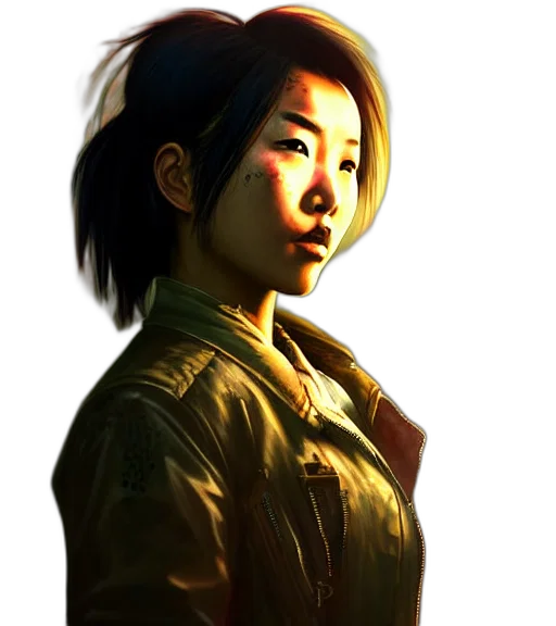 jacket, staff, face, weapon transparent PNG cut-out