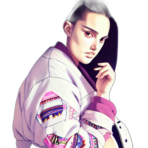 jacket, staff, face, vaporwave transparent PNG cut-out