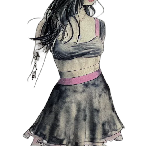 dress, staff, mask, watercolor, concept art, fantasy art, anime, dark transparent PNG cut-out